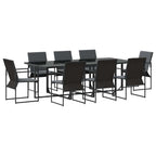 Garten Essgruppe 9 pcs Schwarz Stahl