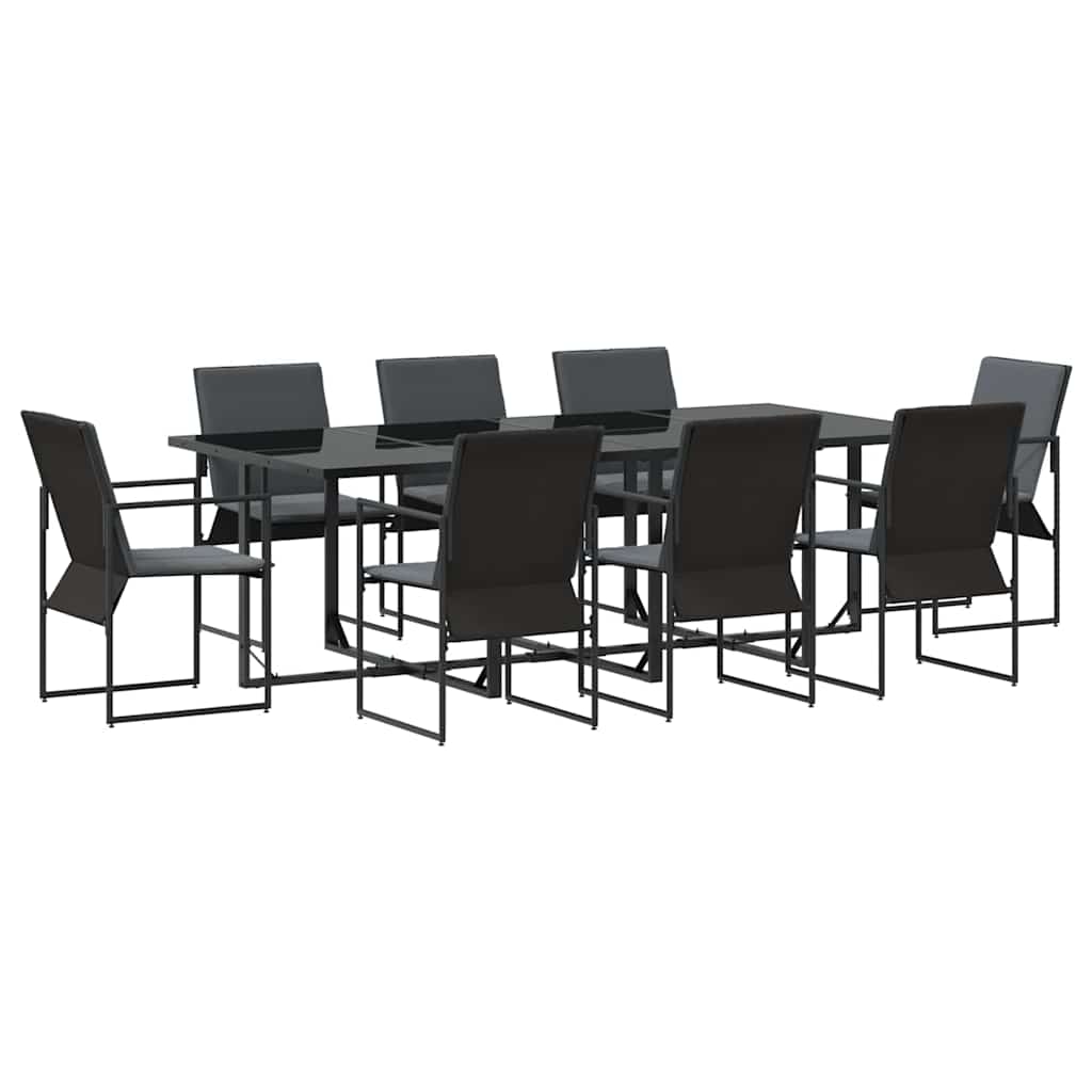 Garten Essgruppe 9 pcs Schwarz Stahl