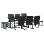 Garten Essgruppe 11 pcs Schwarz Stahl