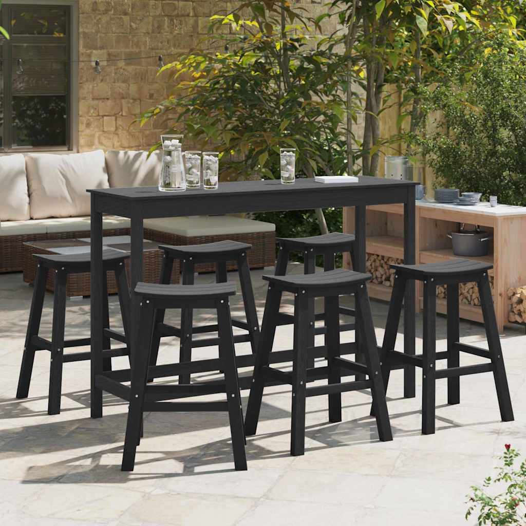 Garten Bar Set 6 pcs Schwarz HDPE