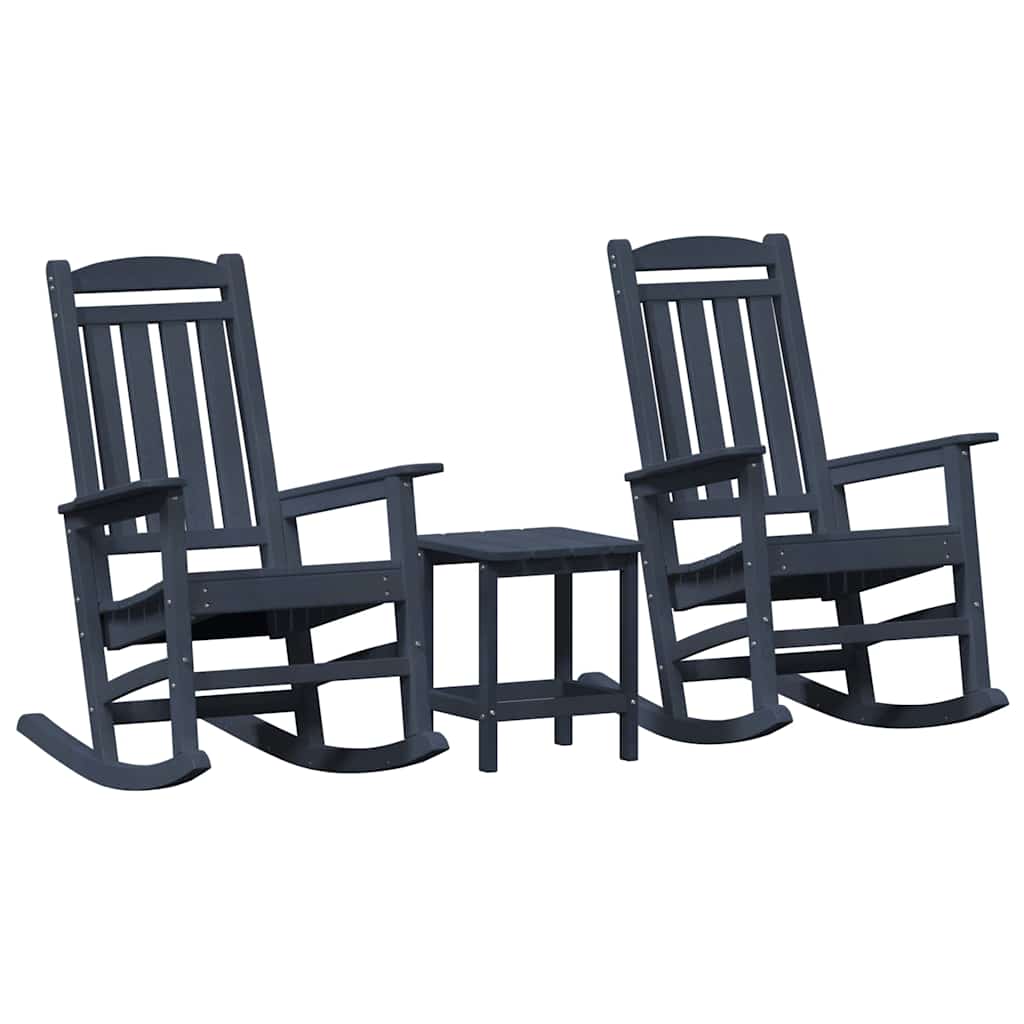 Schaukelstuhl 3 pcs Marineblau Polyethylen