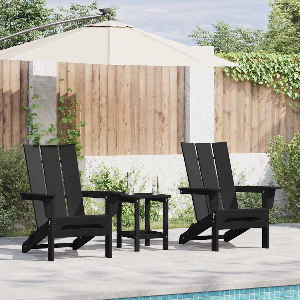 Gartenstuhl 3 pcs Schwarz 80,5 x 74,5 x 92 cm Polyethylen