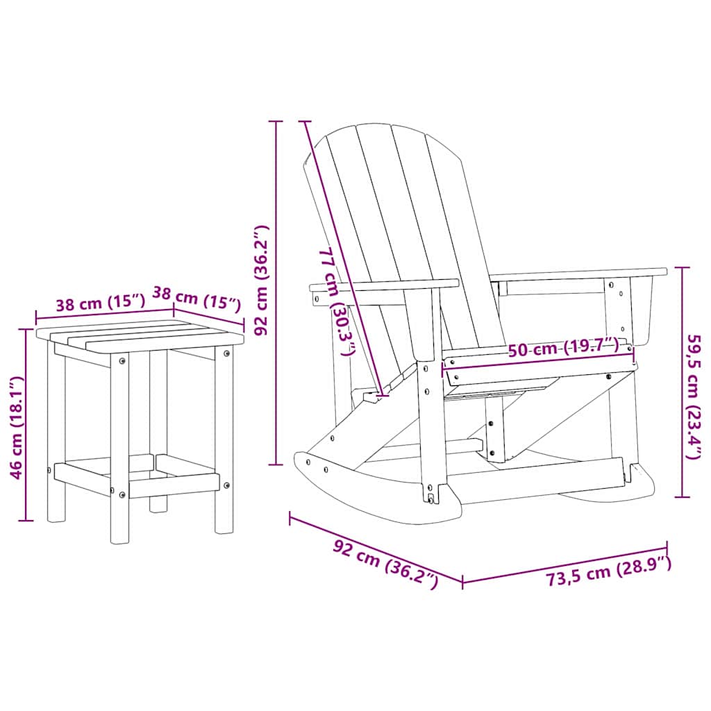Garten-Lounge-Set 3 pcs Weiß HDPE