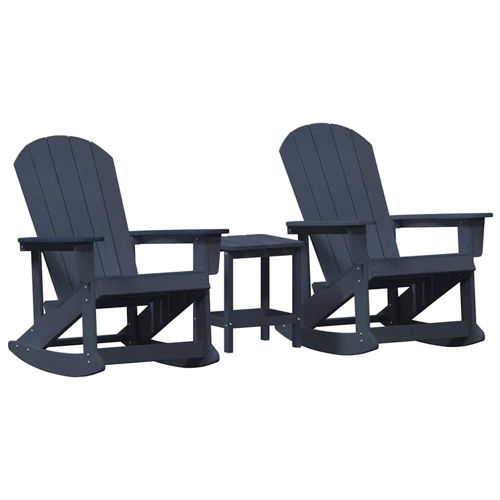 Garten-Lounge-Set 3 pcs Marineblau HDPE