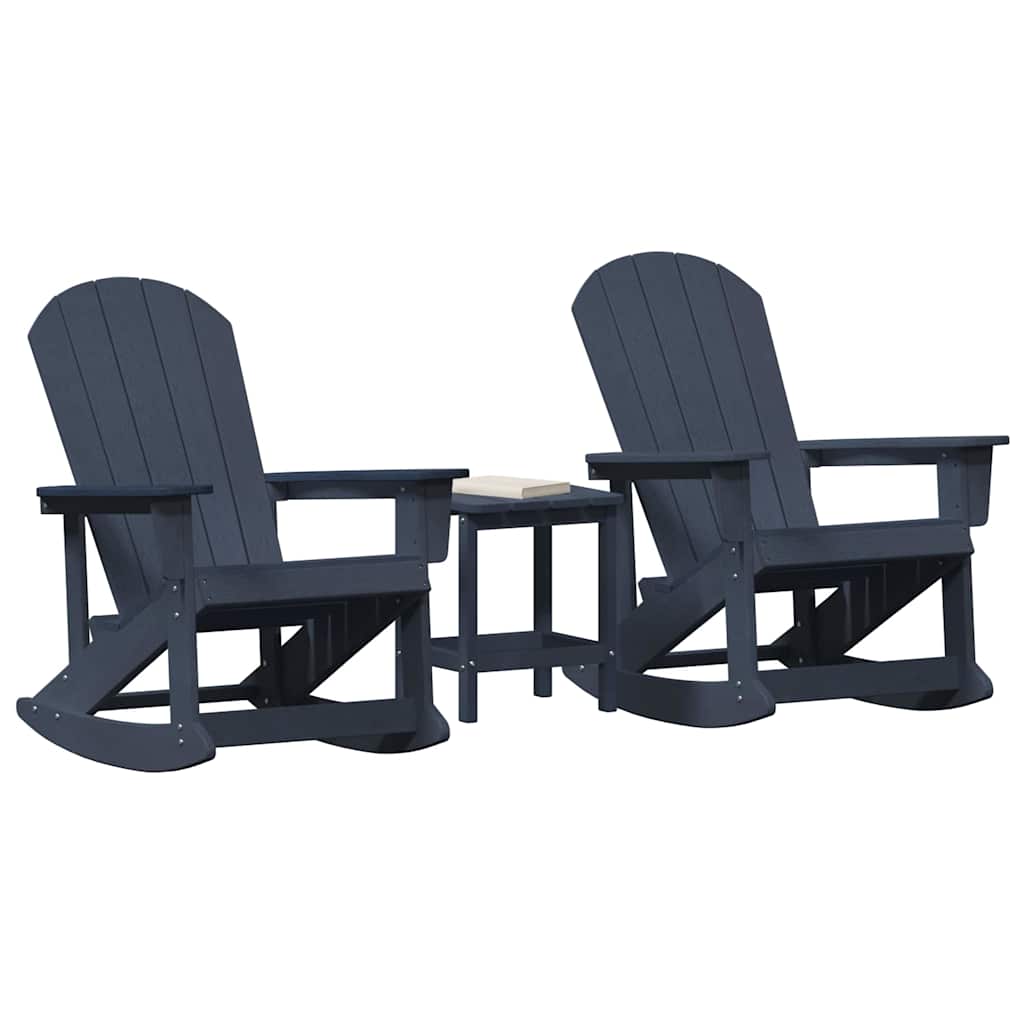 Garten-Lounge-Set 3 pcs Marineblau HDPE