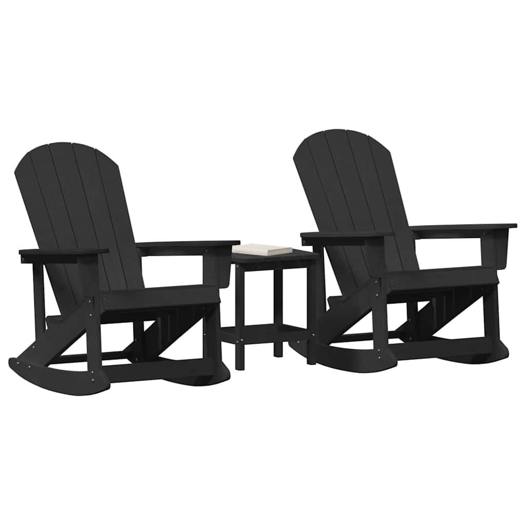 Garten-Lounge-Set 3 pcs Schwarz HDPE
