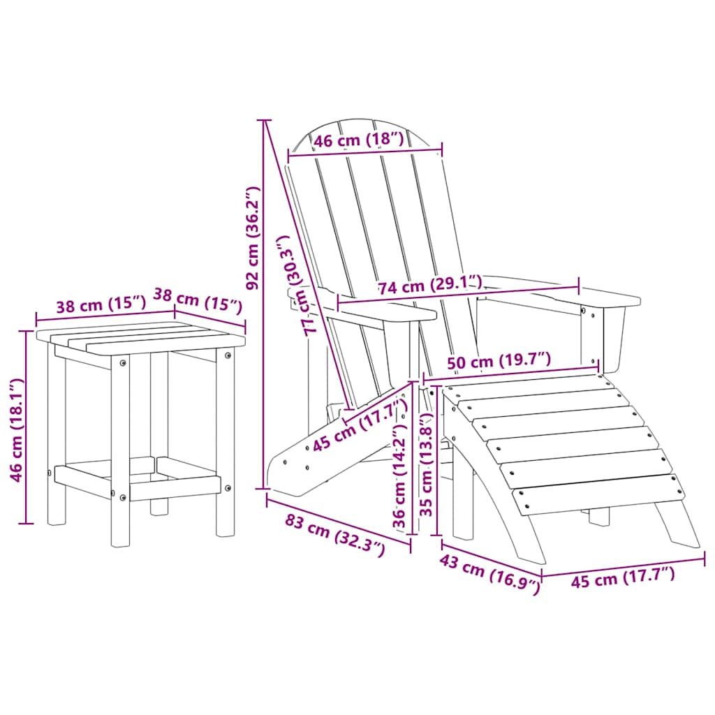 Gartenstuhl 3 pcs Hellgrau Polyethylen