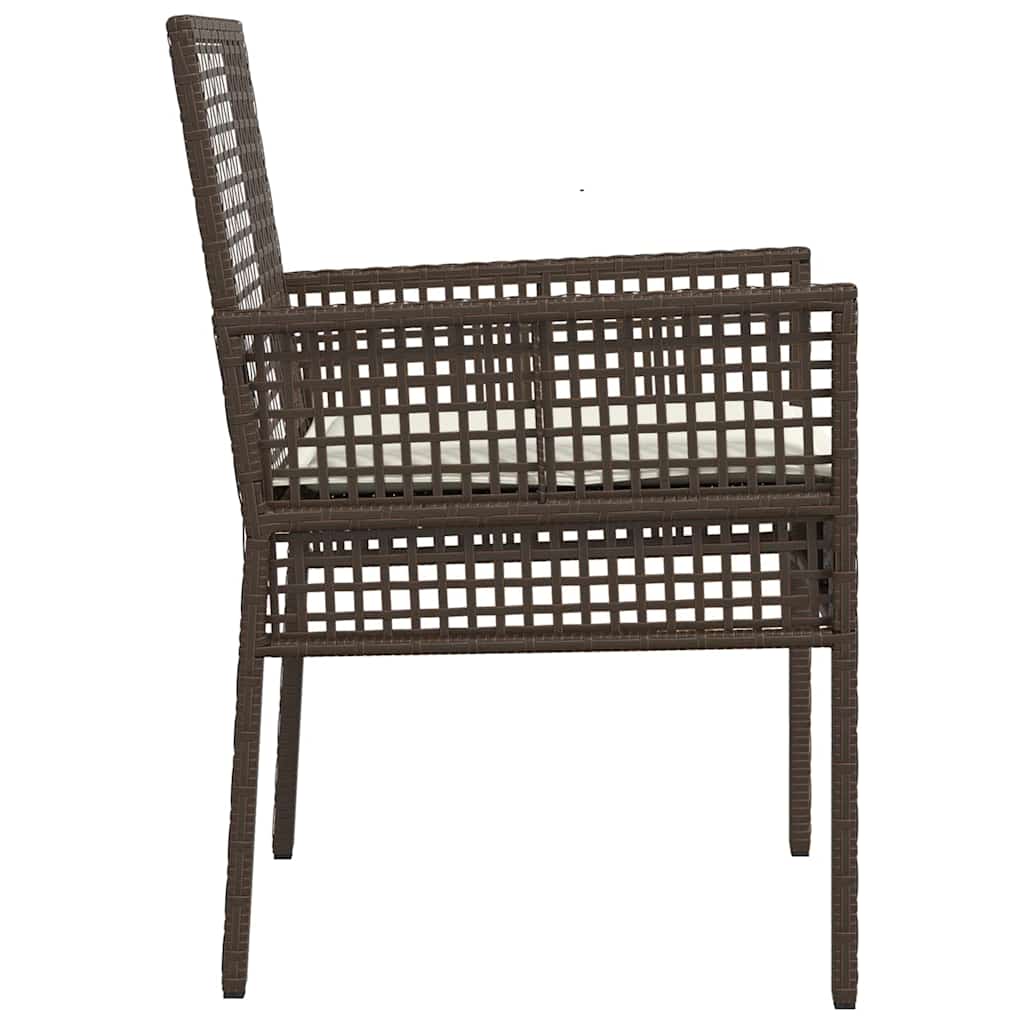 Gartenstuhl mit Kissen 2 pcs Braun 55 x 53 x 85 cm Poly-Rattan
