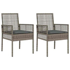 Gartenstuhl mit Kissen 2 pcs Grau 55 x 53 x 85 cm Poly-Rattan