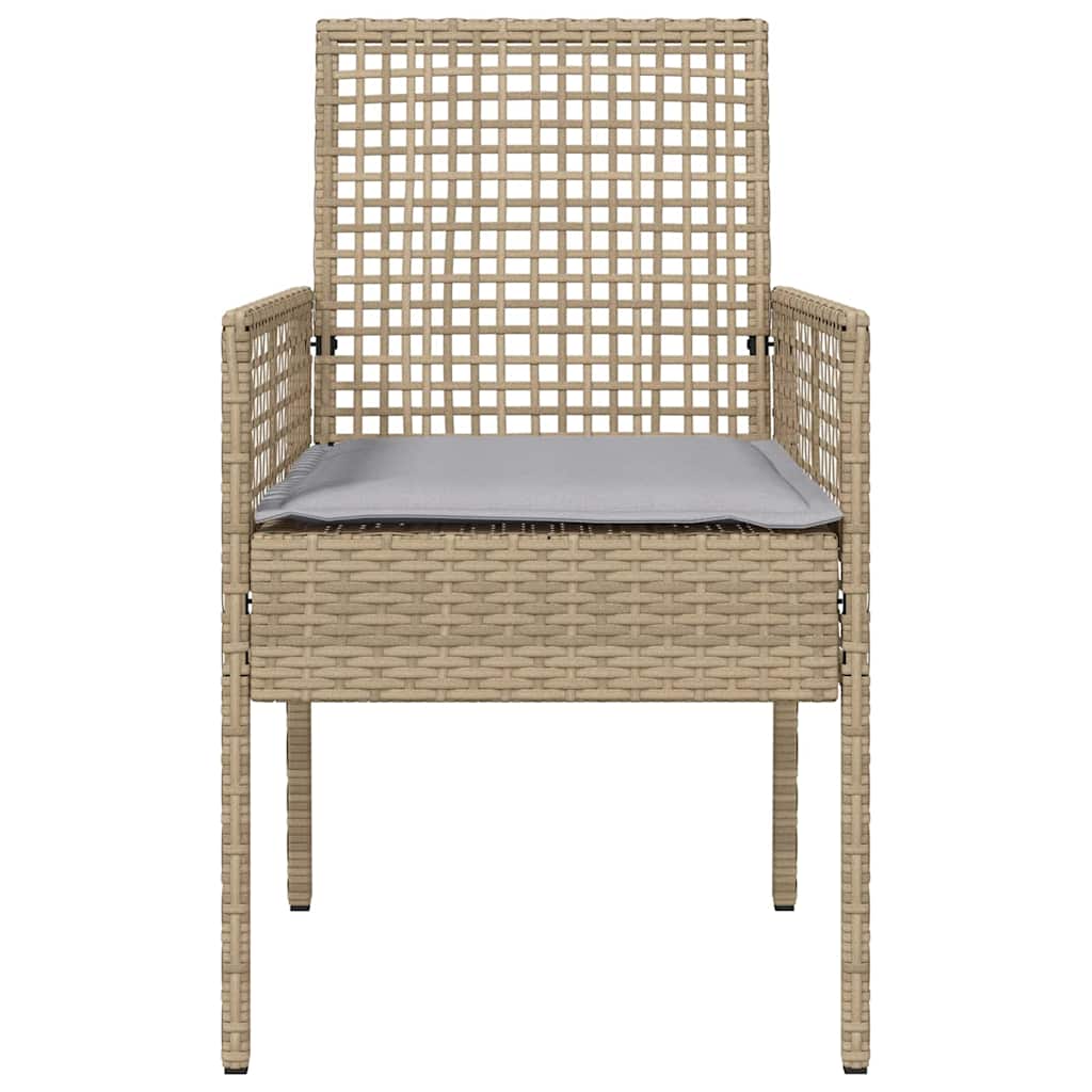 Gartenstuhl mit Kissen 2 pcs Beige 55 x 53 x 85 cm Poly-Rattan