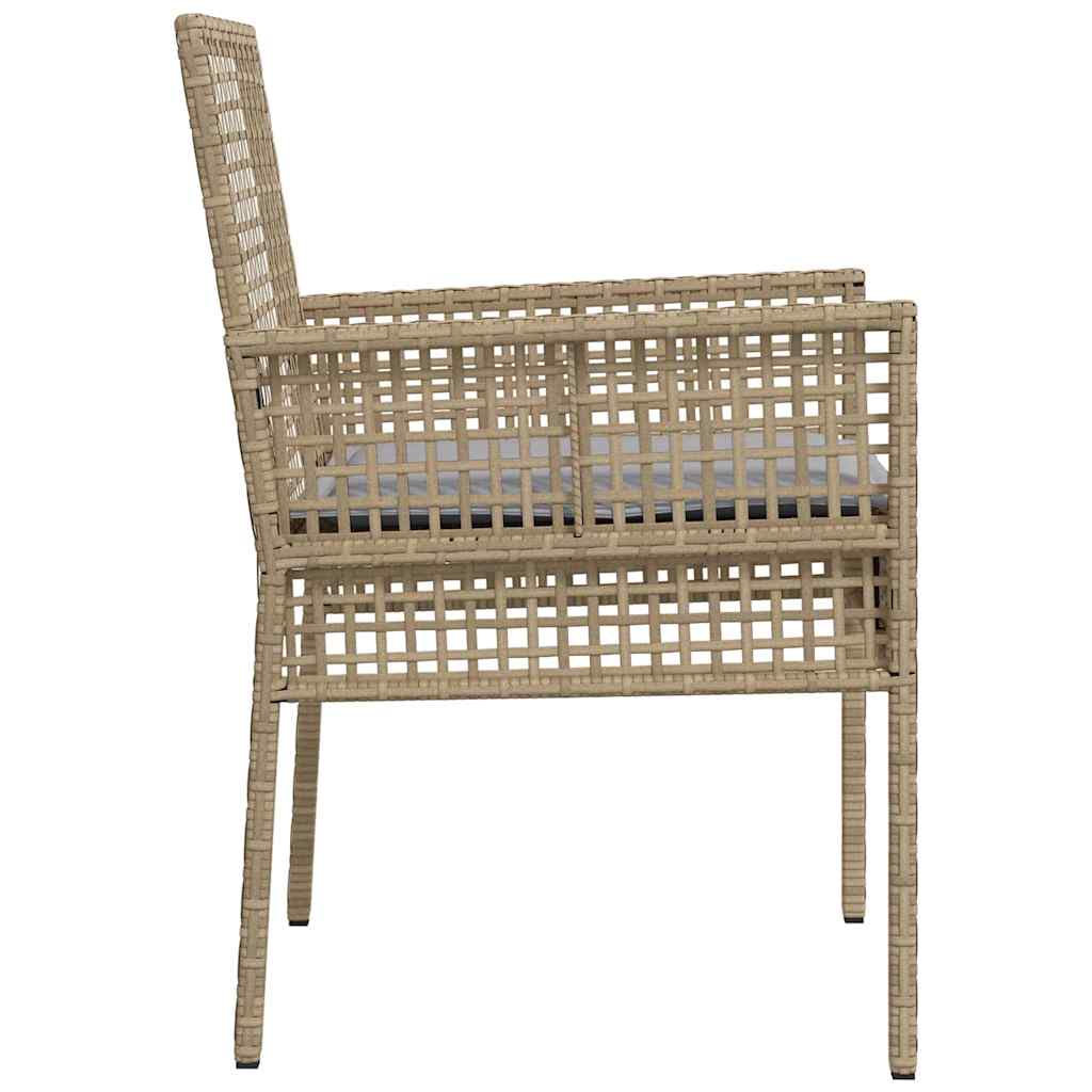 Gartenstuhl mit Kissen 2 pcs Beige 55 x 53 x 85 cm Poly-Rattan