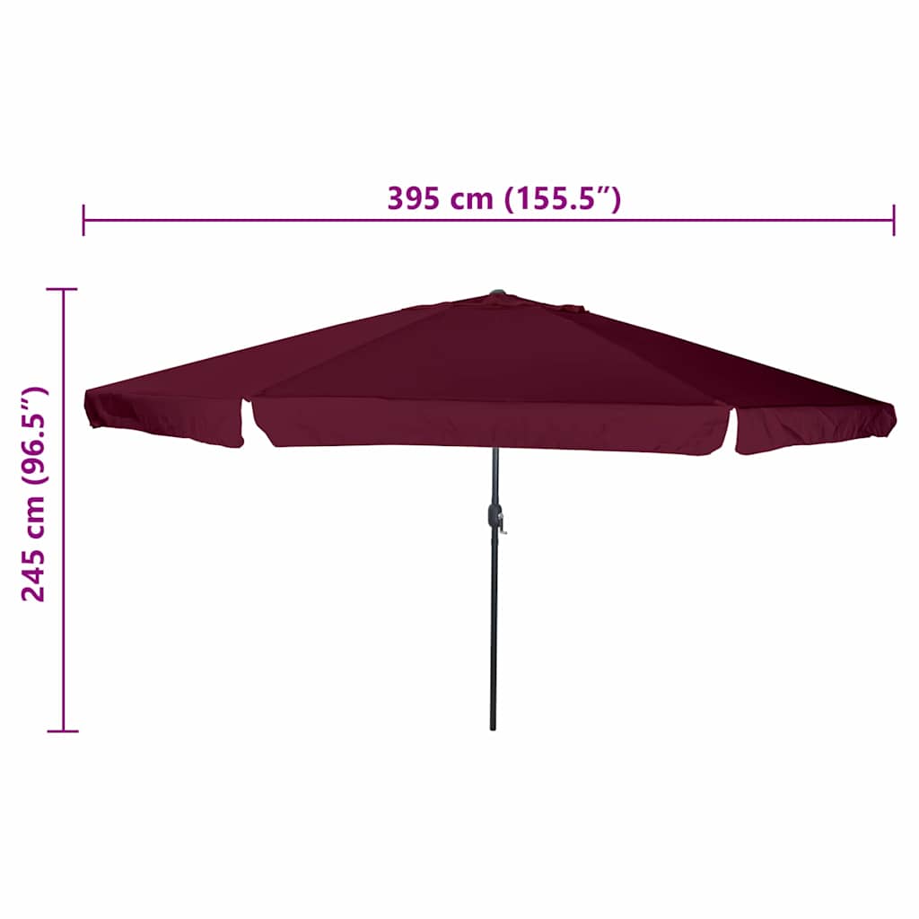 Garten-Sonnenschirm Bordeauxrot 394 x 394 x 248 cm