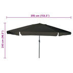 Garten-Sonnenschirm Schwarz 394 x 394 x 248 cm