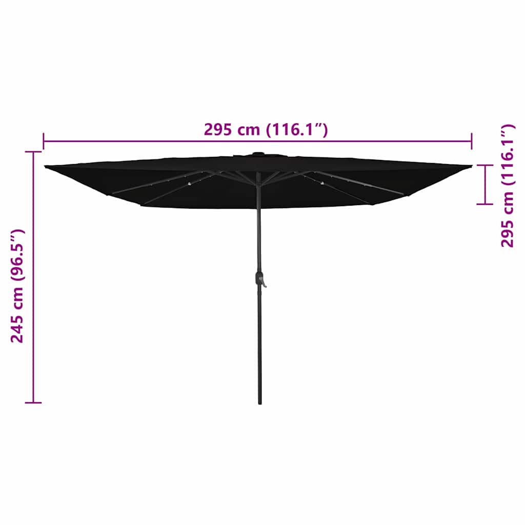 Garten-Sonnenschirm Schwarz 295 x 295 x 245 cm