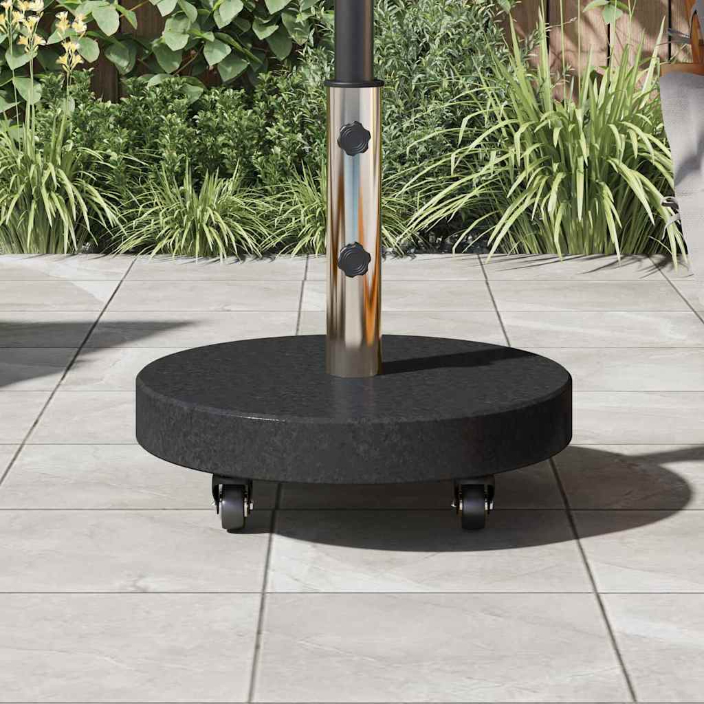 Sonnenschirmständer 30kg Schwarz Granit und Edelstahl Rund