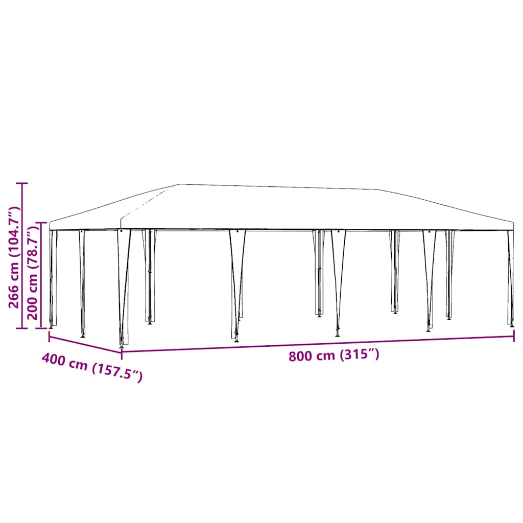 Party-Zelt Weiß 800 x 400 x 266 cm Polyethylen und Stahl