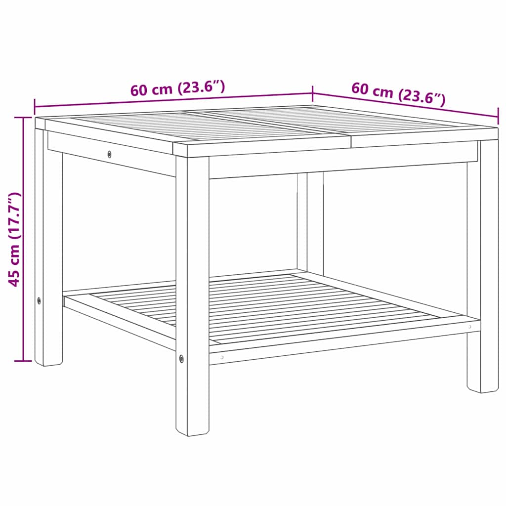 Couchtisch mit Speicher Braun 60 x 60 x 45 cm Massivholz Teak