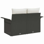 Gartensofa mit Kissen Schwarz 141 x 62 x 69cm Poly-Rattan
