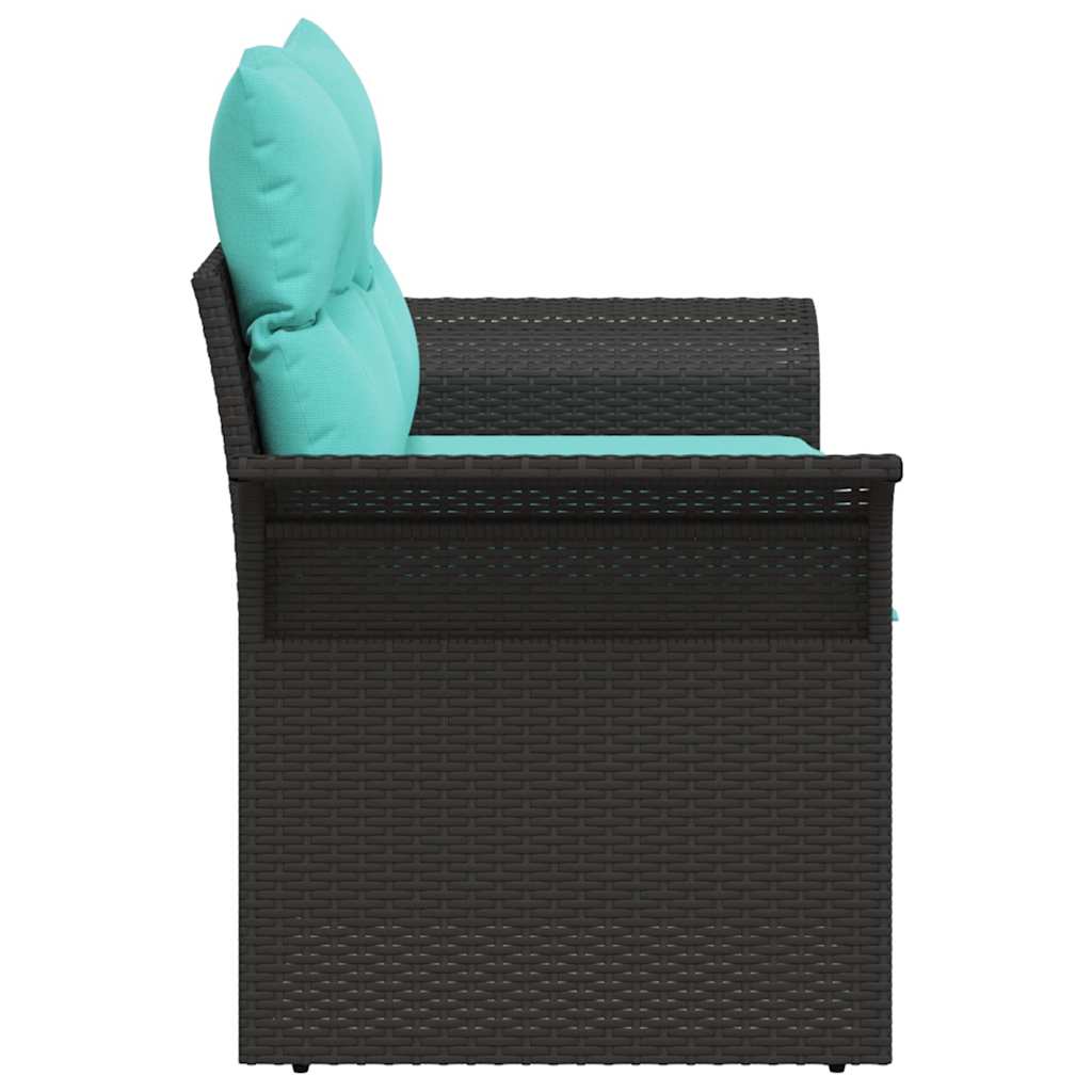Garten-Sofa mit Kissen 141 x 62 x 69 cm Poly-Rattan