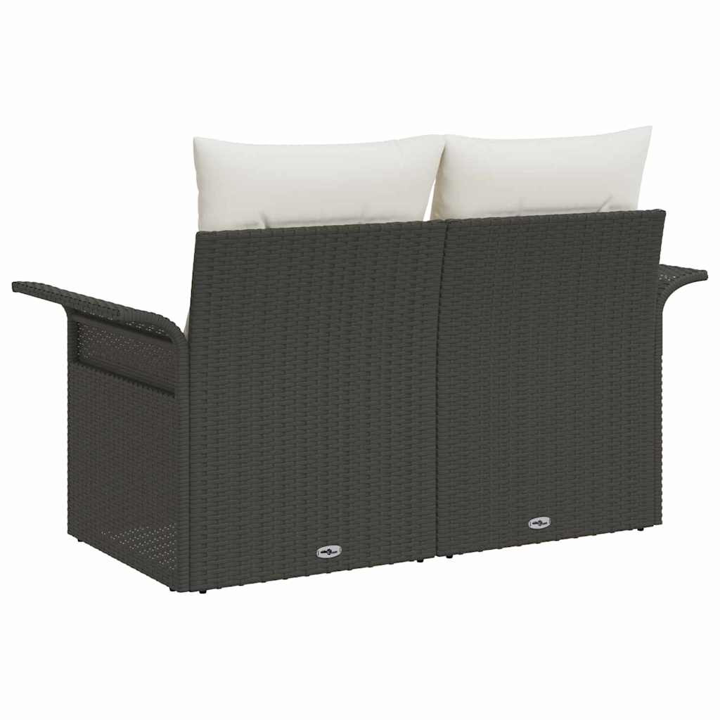 Gartensofa mit Kissen Schwarz 141 x 62 x 69cm Poly-Rattan