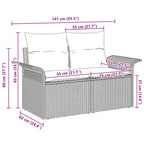 Gartensofa mit Kissen Grau 141 x 62 x 69cm Poly-Rattan