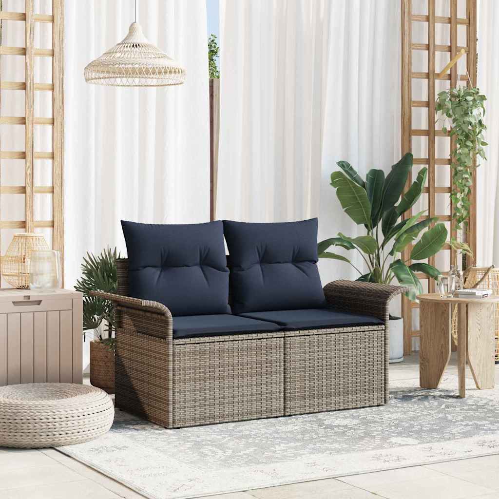 Garten-Sofa mit Kissen 141 x 62 x 69 cm Poly-Rattan