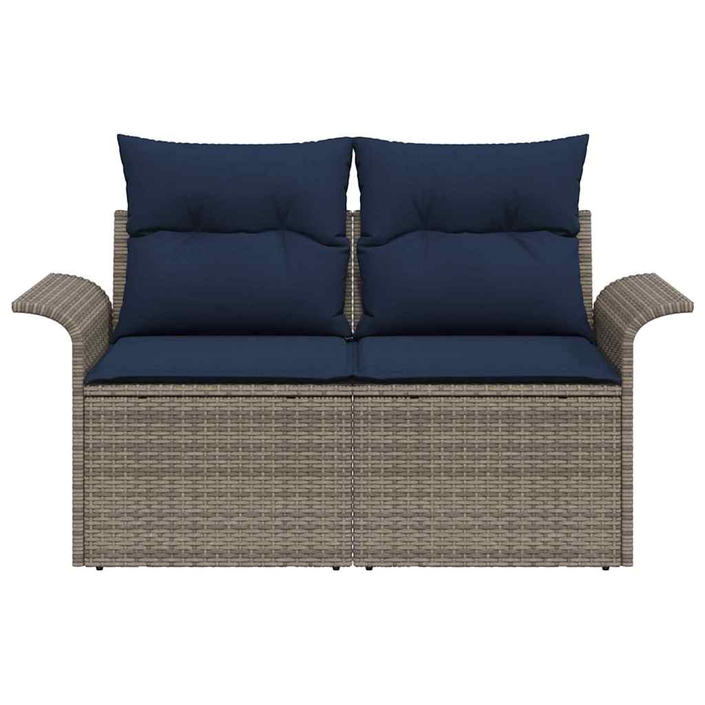 Garten-Sofa mit Kissen 141 x 62 x 69 cm Poly-Rattan