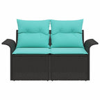 Garten-Sofa mit Kissen 141 x 62 x 69 cm Poly-Rattan