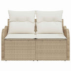 Gartensofa mit Kissen Beige 121 x 62 x 69cm Poly-Rattan