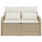 Gartensofa mit Kissen Beige 121 x 62 x 69cm Poly-Rattan