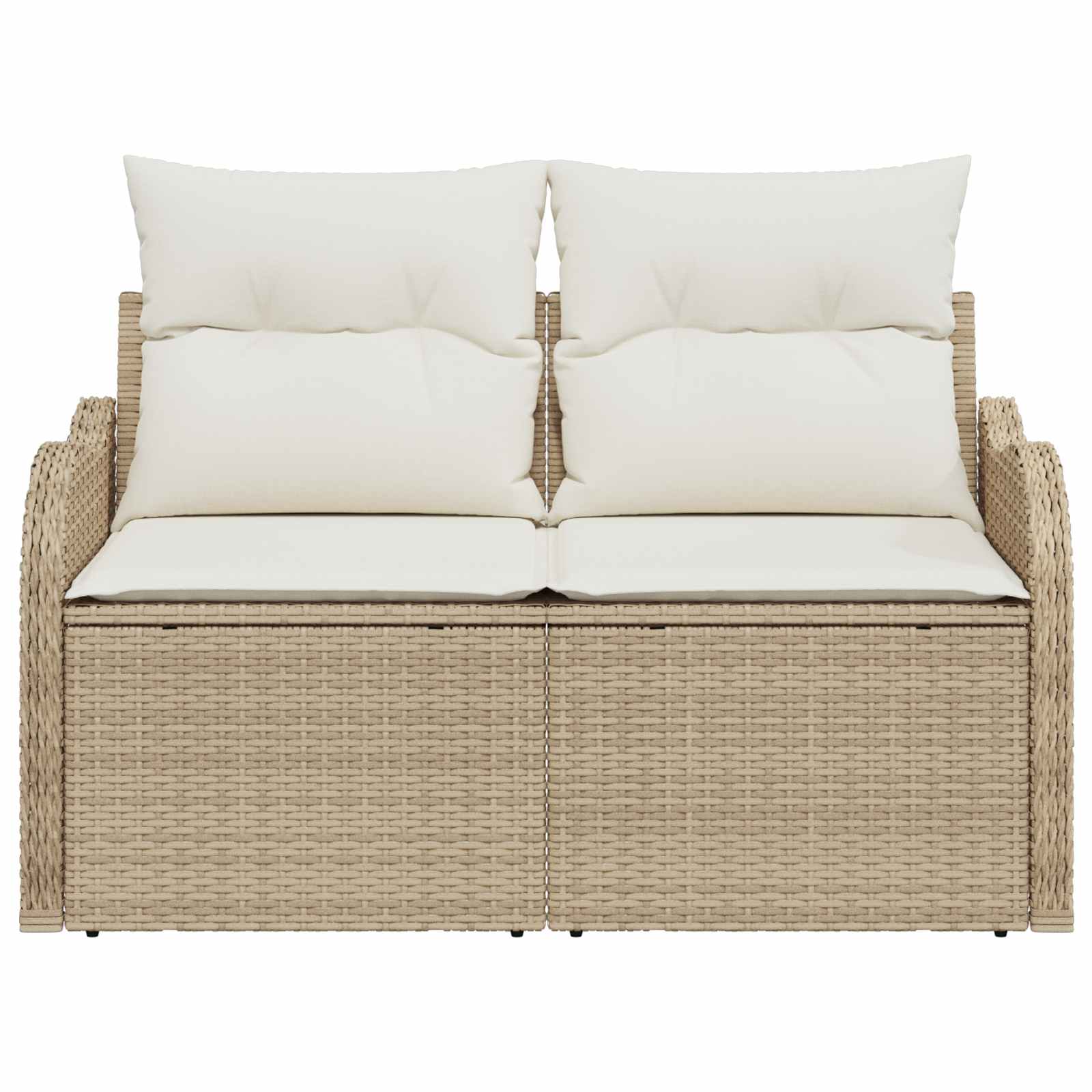 Gartensofa mit Kissen Beige 121 x 62 x 69cm Poly-Rattan