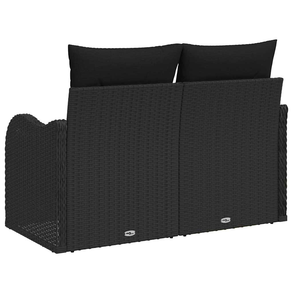 Gartensofa mit Kissen Schwarz 121 x 62 x 69cm Poly-Rattan