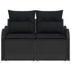 Gartensofa mit Kissen Schwarz 121 x 62 x 69cm Poly-Rattan