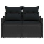 Gartensofa mit Kissen Schwarz 121 x 62 x 69cm Poly-Rattan