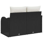 Gartensofa mit Kissen Schwarz 121 x 62 x 69cm Poly-Rattan