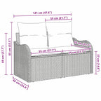 Gartensofa mit Kissen Schwarz 121 x 62 x 69cm Poly-Rattan