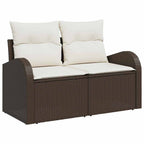 Gartensofa mit Kissen Braun 124 x 62 x 69cm Poly-Rattan