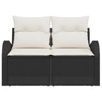 Gartensofa mit Kissen Schwarz 124 x 62 x 69cm Poly-Rattan