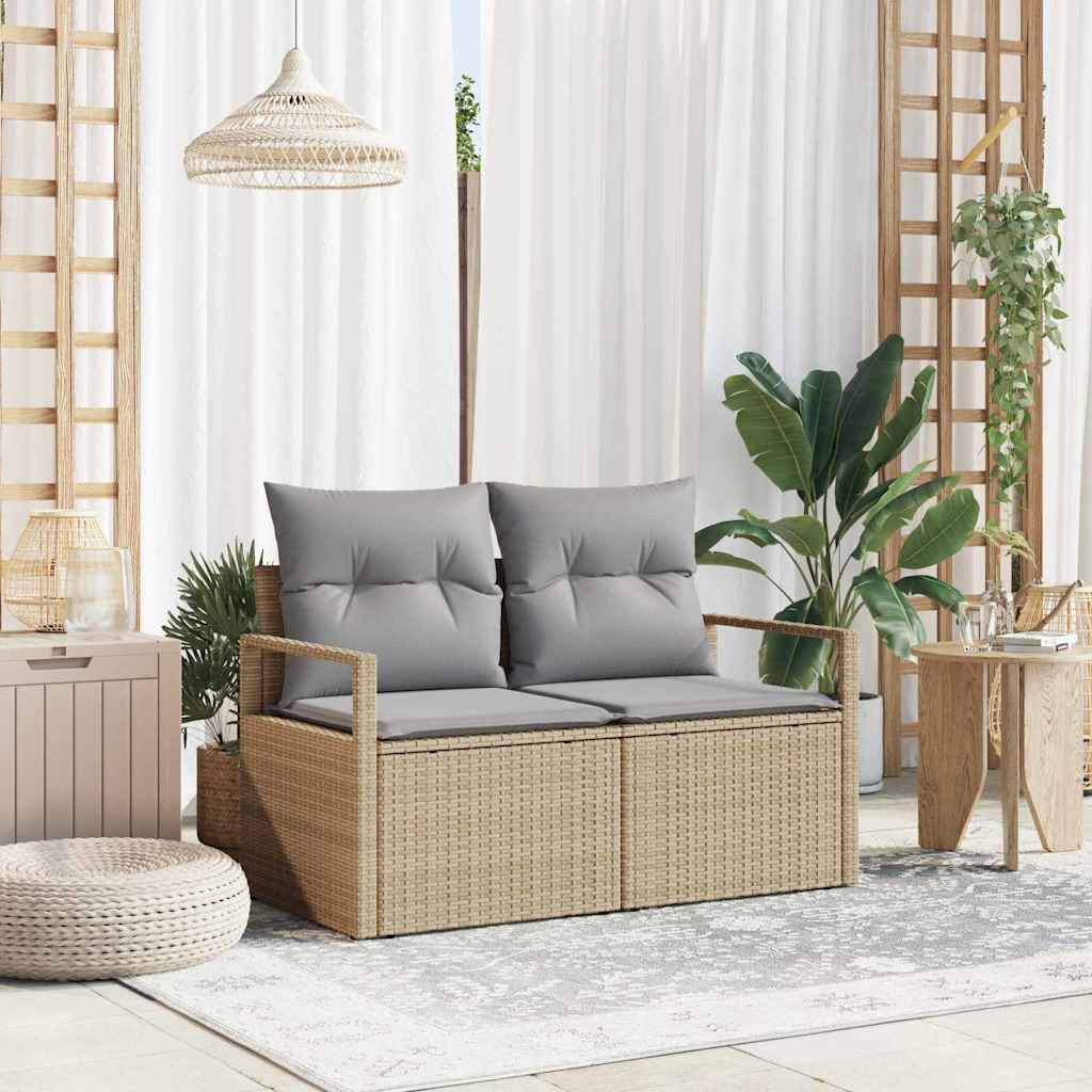 Garten-Sofa mit Kissen 120 x 62 x 69 cm Poly-Rattan