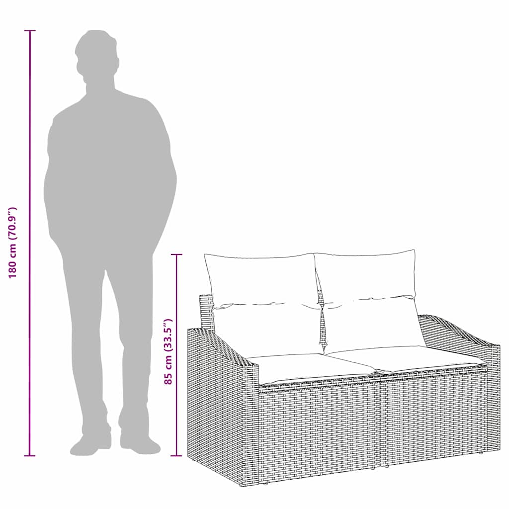 Gartensofa Grau 123 x 62 x 69cm Poly-Rattan