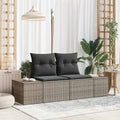 Gartensofa mit Kissen Grau 184 x 62 x 69 cm Poly-Rattan