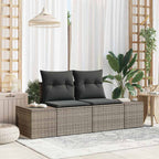 Gartensofa mit Kissen Grau 184 x 62 x 69 cm Poly-Rattan