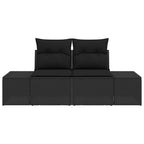 Gartensofa mit Kissen Schwarz 184 x 62 x 69 cm Poly-Rattan