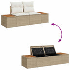 Gartensofa Beige 184 x 62 x 85cm Poly-Rattan