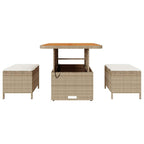 Garten Essgruppe Beige Poly-Rattan