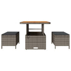Garten Essgruppe Grau Poly-Rattan
