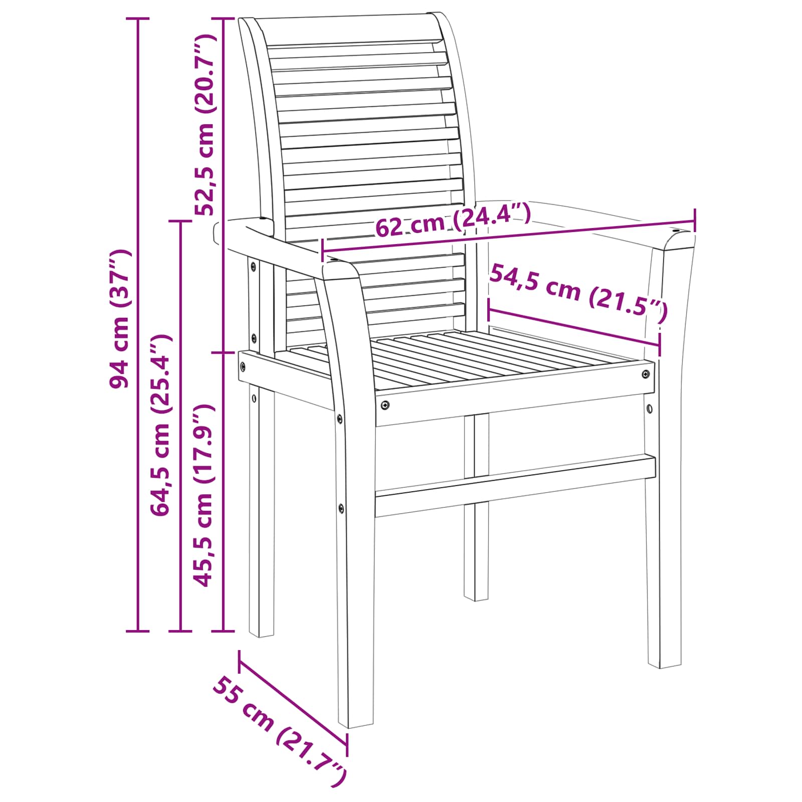Esszimmerstuhl 2 pcs Braun 62 x 55 x 94 cm Massivholz Teak