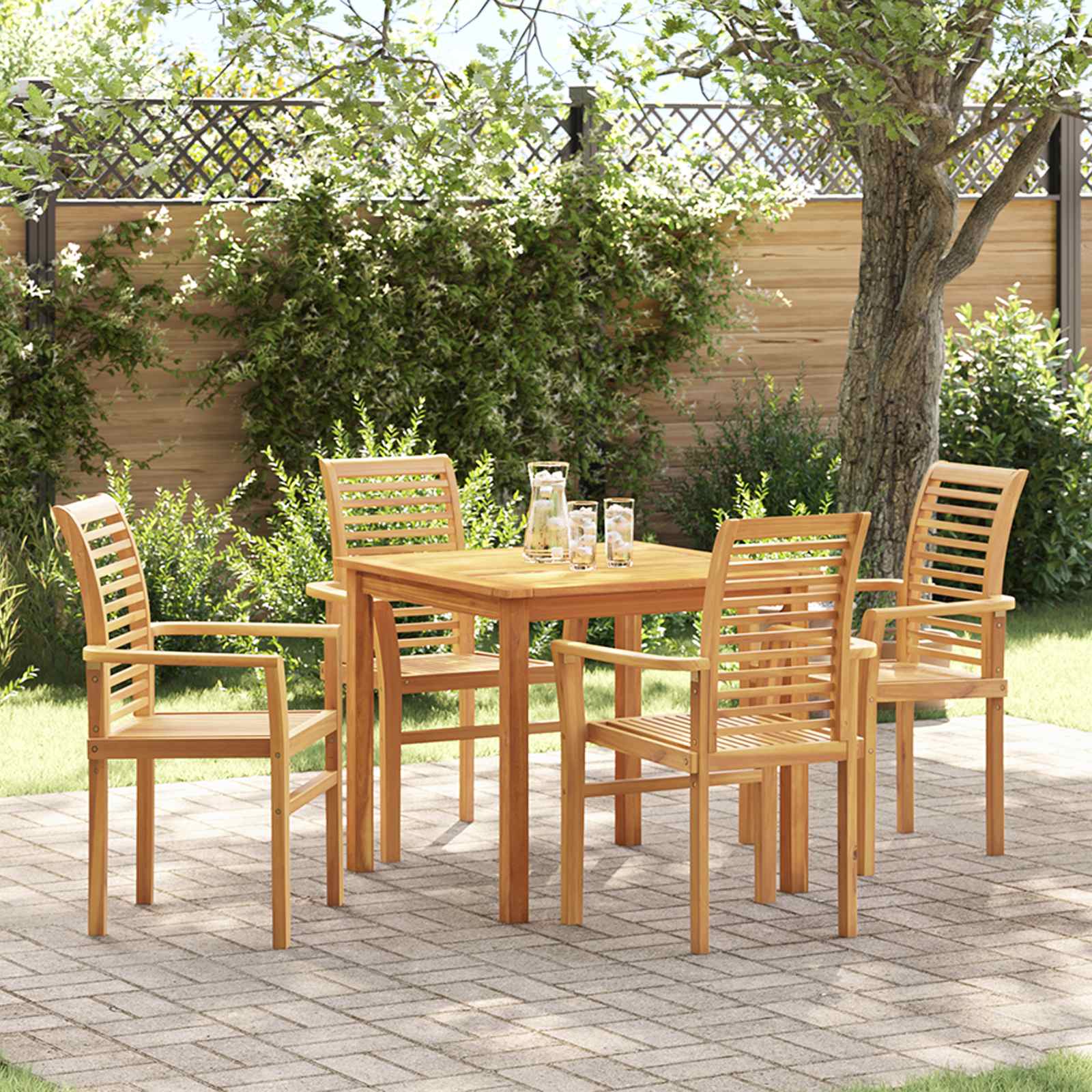 Esszimmerstuhl 4 pcs Braun 62 x 55 x 94 cm Massivholz Teak