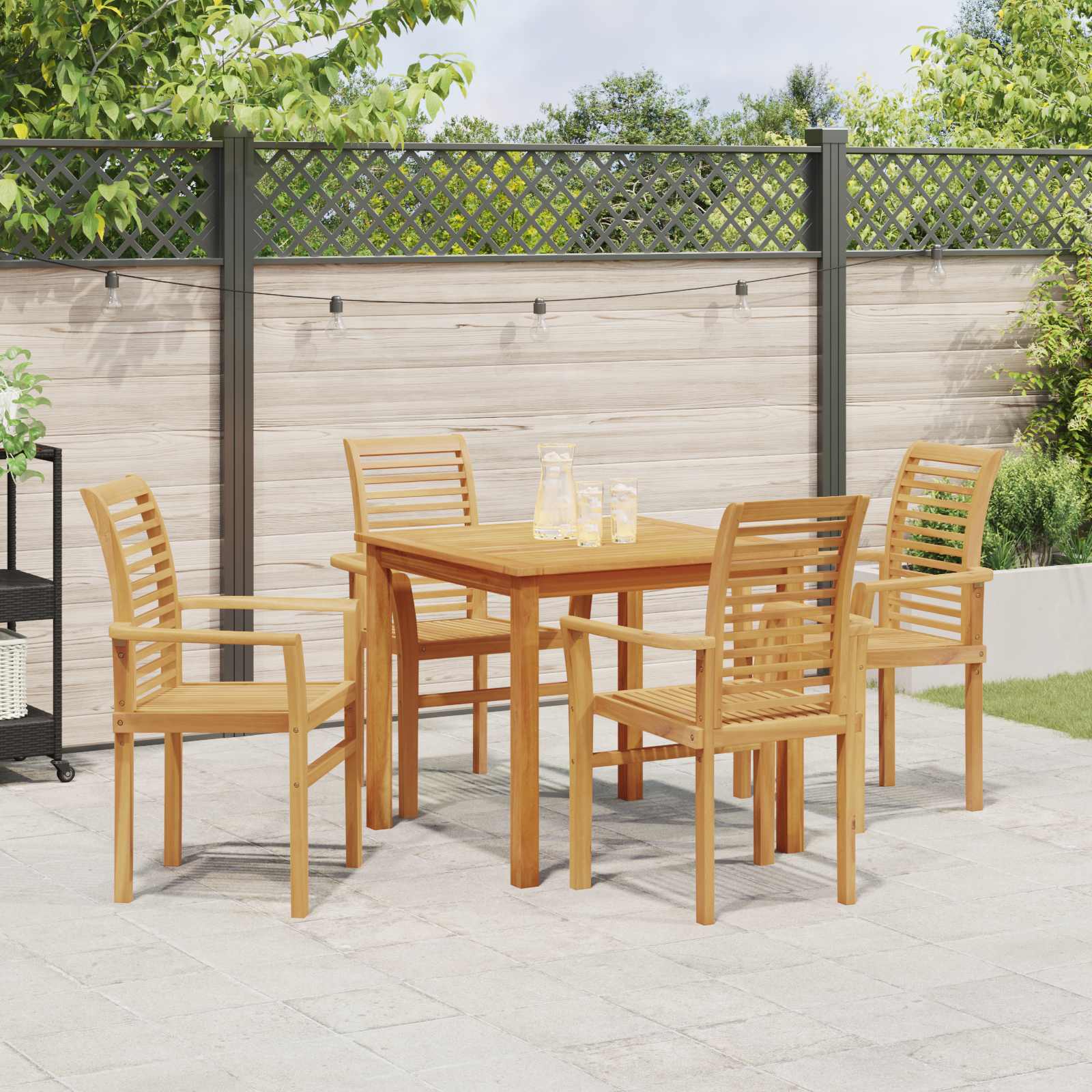 Esszimmerstuhl 4 pcs Braun 62 x 55 x 94 cm Massivholz Teak