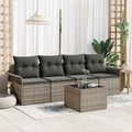 Sofa Set mit Kissen 5 pcs Grau Poly-Rattan